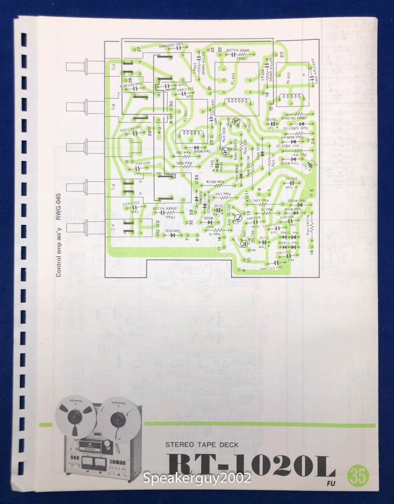 Original Pioneer RT-1020L (FU) / Stereo Tape Deck Fold-Out Schematic