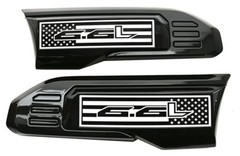 Pair Set New Custom 6.6L USA Flag Vent Emblems Driver Flag 6.6L-Glossy Black