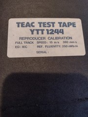TEAC YTT 1244 Test Tape Reproducer Calibration 1&Prime; X 8&Prime; Metal Reel 15 IPS Align