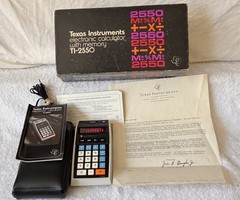 Texas Instruments TI-2550 Vintage Calculator Complete w/ Box + Original Papers